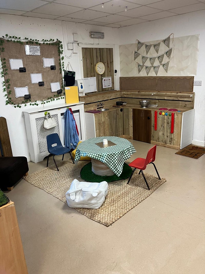 Pre School Room—A child playing.